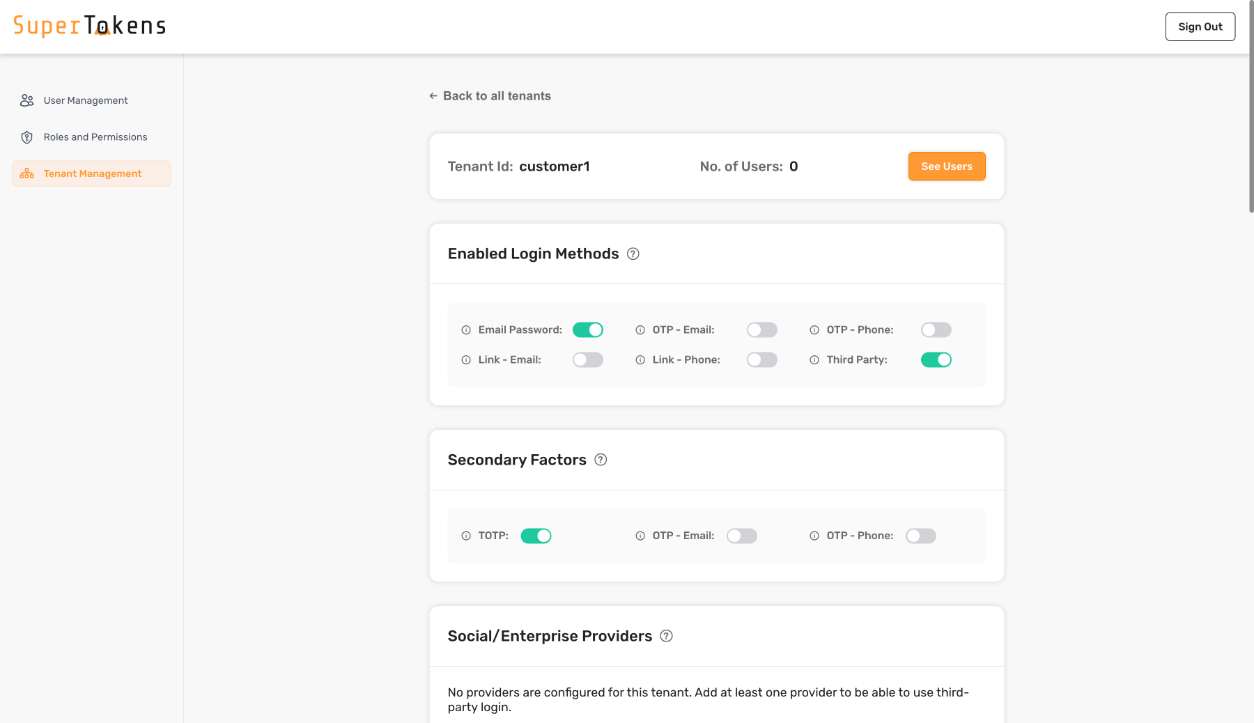 Enable EmailPassword and ThirdParty